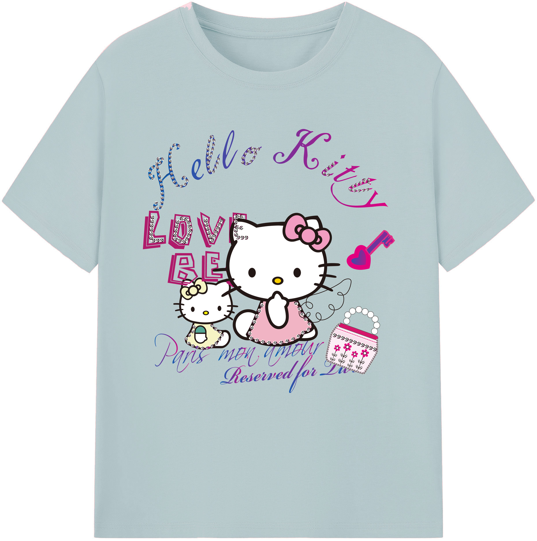 （画像用） Hello Kitty ハローキティ 綿100％半袖Tシャツ（フロントプリント）
